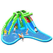 Gymax Crocodile Inflatable Water Slide Park Kids Bounce House w/ Dual Slides Without Blower