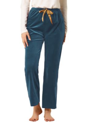 Allegra K Women&#39;s Elegant Lounge Pants Drawstring Decor Wide Leg Pants, XS Blue