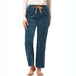 Allegra K Women's Elegant Lounge Pants Drawstring Decor Wide Leg Pants, XS Blue