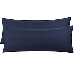 PiccoCasa 2-Pack Envelop Microfiber Embroidery Pillowcases, Navy 20