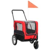Home Life Boutique 2-in-1 Pet Bike Trailer & Jogging Stroller Red and Black