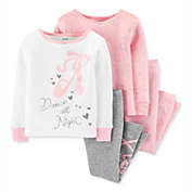 Carter&#39;s Baby Girl&#39;s 4 Pc Cotton Ballerina Pajamas Set White/Pink Size 9MOS
