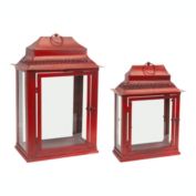 Melrose Decorative Lanterns (Set Of 2) 21"H, 16"H Metal/Glass