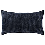 Saltoro Sherpi Lipa 20 x 36 Hand Stitched Lumbar King Pillow Sham, Rayon Velvet Ocean Blue-