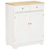 HOMCOM Kitchen Floor Cabinet Cupboard, Multi-use Sideboard Table with Solid Wood Top