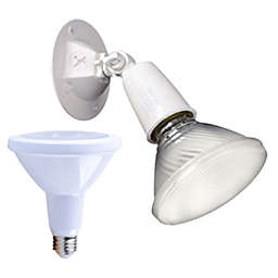 All-Pro Halo Single-Head Floodlight - White - PAR38 LED Bulbs Included - 5000K