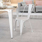 Emma + Oliver Commercial Grade White Metal Indoor-Outdoor Stackable Chair