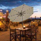 Gymax 10 ft Patio Table Market Umbrella Yard Outdoor w/ Solar LED Lights