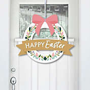 Big Dot of Happiness Happy Easter - Outdoor Holiday Party Decor - Front Door Wreath