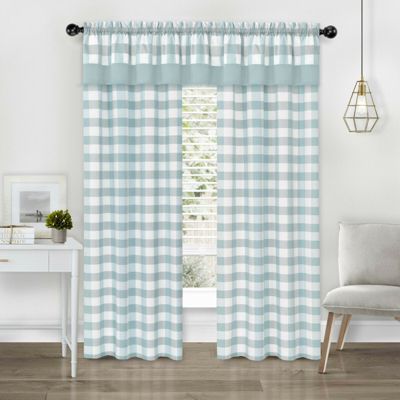 New Country Cottage Chic Farmhouse TAN & WHITE BUFFALO CHECK Panels Curtains 63" 