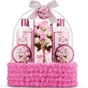 10pc Rose Blush Relaxing at Home Body Care, Handmade Home Spa Gift Basket