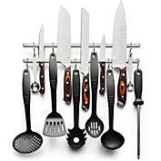 Modern Innovations 16" Stainless Steel Two Level Magnetic Knife Bar with 8 Metal Hooks