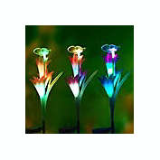 Stock Preferred Solar Light Garden Waterproof LED Lawn Lamp lily Flowers Christmas Decor Outdoor - Purple