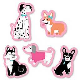 Big Dot of Happiness Pawty Like a Puppy Girl - DIY Shaped Pink Dog Baby Shower or Birthday Party Cut-Outs - 24 Count