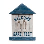 RAM Outdoor Decor Hand Painted Wooden Welcome Bare Feet Wall Art Sign