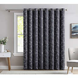 THD Caroline Floral Embroidered Thermal Room Darkening Blackout Window Curtain Grommet Panels Sliding Glass Patio Doors - Single Panel