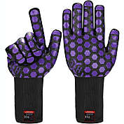 JH Heat Resistant Oven Glove, Extra Long Length, 14 Inch, Purple, 1 Pair