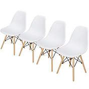 Stock Preferred Set of 4 Plastic Classic Modern Chair in White