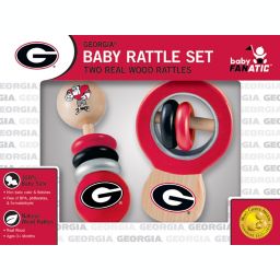 BabyFanatic Wood Rattle 2 Pack - NCAA Georgia Bulldogs - Officially Licensed Baby Toy Set