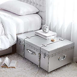 DormCo Texture Brand Trunk with Wheels - Silver Raindrops
