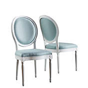 Contemporary Home Living Set of 2 Sky Blue and White Traditional Dining Chairs 39.25"