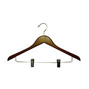Proman Products Home Wardrobe Genesis Flat Suit Hanger with Wire Clips - Light Walnut