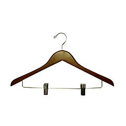 Proman Products Home Wardrobe Genesis Flat Suit Hanger with Wire Clips - Light Walnut