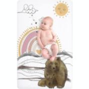 JumpOff Jo Fitted Mini Crib Sheet, Cotton Crib Sheet for Miniature Sized Crib Mattress, Hypoallergenic and Breathable, 24" x 38" - Rainbow Bears