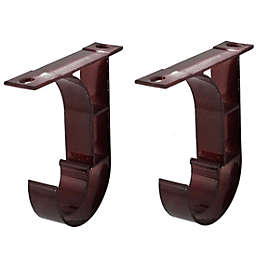 Unique Bargains Curtain Rod Bracket Curtain Rod Holders Hooks for Wall Curtain Rod Hangers, 1-inch Drapery Curtain Rod Hook Shape Ceiling Bracket Burgundy 2 Pieces