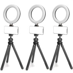 Vivitar 3pcs  6 Inches LED Ring Light Dimmable Lamp for Iphone Smartphone for Vlogging