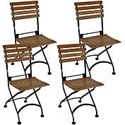 Sunnydaze European Chestnut Wooden Folding Bistro Side Chair - Set of 4