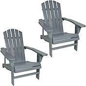 Sunnydaze Outdoor Coastal Bliss Painted Fir Wood Lounge Backyard Patio Adirondack Chair - Gray - 2pk