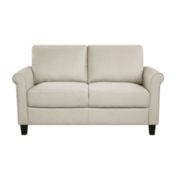 Lazzara Home Elton 57 In. Wide Rolled Arm Textured Fabric Upholstery Traditional Straight Loveseat In Beige