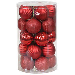 Sunnydaze Beautiful Baubles Plastic 25-Piece Ornament Set - Red