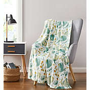 Kate Aurora Teal Harvest Pumpkins Oversized Blanket Accent Throw - 50 in. W x 70 in. L