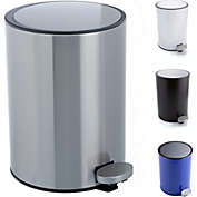 Bamodi Bathroom Bin 3L - Bathroom Bins with Lids - Small Pedal Bin for Bathroom, Toilet, Restroom - Stainless Steel Rubbish Waste Trash Can with Removable Inner Bucket (Grey)