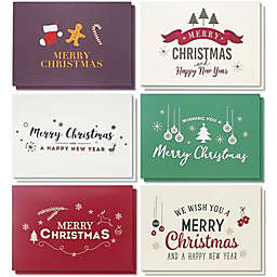 Sustainable Greetings 48 Pack Merry Christmas Greeting Cards with Envelopes, 6 Holiday Winter Designs (4x6 In)