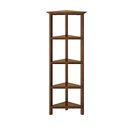NewRidge Home Goods 4-Tier Corner Wooden Bookcase for Home, Office and More - Walnut