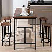 Kitcheniva 5 Piece Dining Table Set 4 Stools And 1 Wooden Table