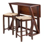 Winsome Modern Harrington 3-Pc Drop Leaf High Table, 2-24" Rush Seat Stools