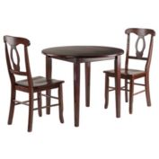 Winsome Clayton Dining Room 3 Piece Drop Leaf Table Set with 2 Keyhole Back Chairs
