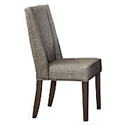 Saltoro Sherpi Wood and Fabric Dining Side Chair with Shallow Wing Back, Gray and Dark Brown, Set of 2-