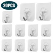 Kitcheniva 20-Pieces Self-Adhesive Sticky Hooks Heavy Duty Wall Seamless Hooks Coat Hangers
