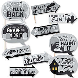 Big Dot of Happiness Funny Graveyard Tombstones - Halloween Party Photo Booth Props Kit - 10 Piece