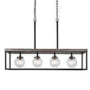 Contemporary Home Living 44" Black and Clear Contemporary 4 Island Globe Lights with Frame