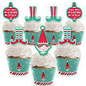 Big Dot of Happiness Elf Squad - Cupcake Decoration - Kids Elf Christmas and Birthday Party Cupcake Wrappers and Treat Picks Kit - Set of 24