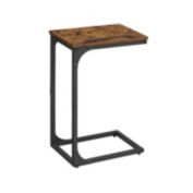 VASAGLE Slim End Table, Sofa Side Table, C-Shaped Snack Table, TV Tray Table with Metal Frame, Industrial, for Living Room, Bedroom, Rustic Brown and Black