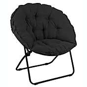 Zenithen Round Foldable Padded Dish/Saucer Chair For Game, Bed, Or Living Room, 32", Black