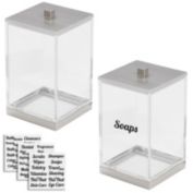 mDesign Small Apothecary Storage Jar with Labels for Bathroom