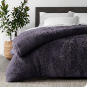 Bare Home Shaggy Fleece Duvet Cover - Plush Duvet Cover - Super Soft & Luxury - Hidden Zipper Closure - All Season Bedding Duvet Cover (Full, Eggplant)